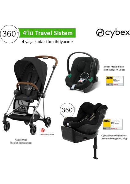 4 Lü Travel Sistem Indirimi Cybex Mios Chrome Brown+ Aton B2 Isize + Sirona 360 G Isize Plus + Mios Adaptör