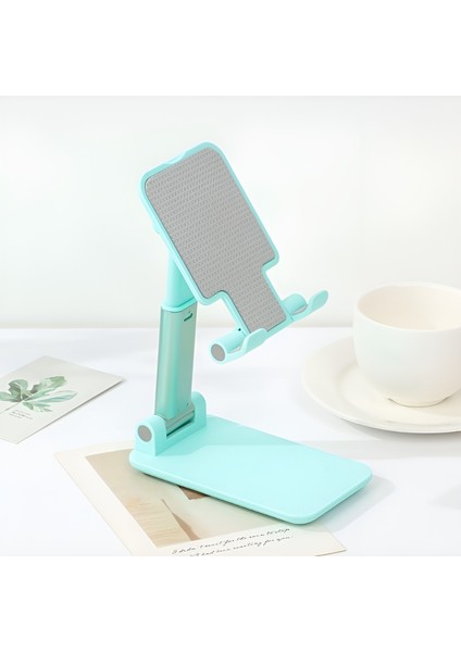 Katlanabilir Teleskopik Masaüstü Telefon & Tablet Tutucu Yeşil Renk | Ayarlanabilir Yükseklik & Açı | Stabil Stand