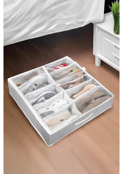 Alas (2 Adet) Yatak Altı Ayakkabı Saklama Çantası Hurç Fermuarlı 58X58X12CM