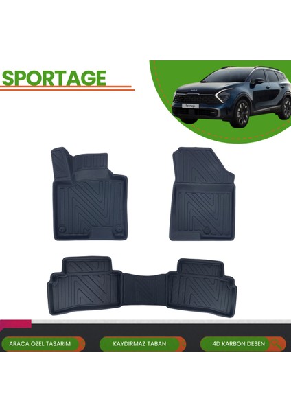 Sportage 2022+ Cool-Elegance-Konfor-Prestige Araca Özel 4d Havuzlu Paspas Takımı (Karbon)