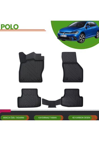 Volkswagen Polo 2023+ Araca Özel Üretim 4d Havuzlu Paspas Takımı (Karbon)