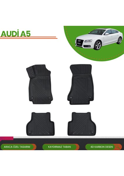 Audi A4 2007-2015 4d Araca Özel Havuzlu Paspas Takımı (Karbon)