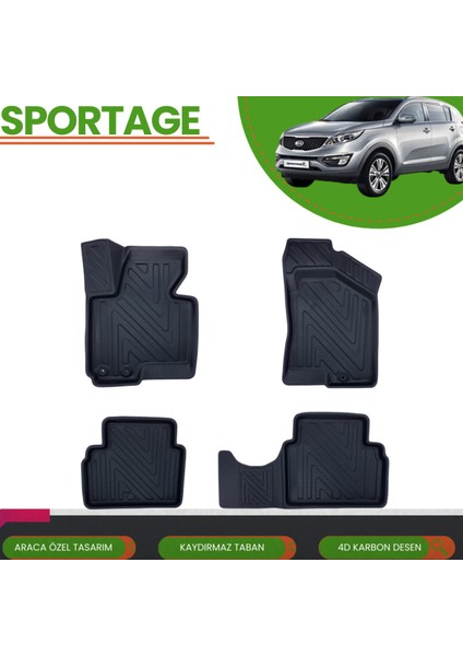 Kia Sportage 2011-2015 Araca Özel 4d Havuzlu Paspas Takımı (Karbon)