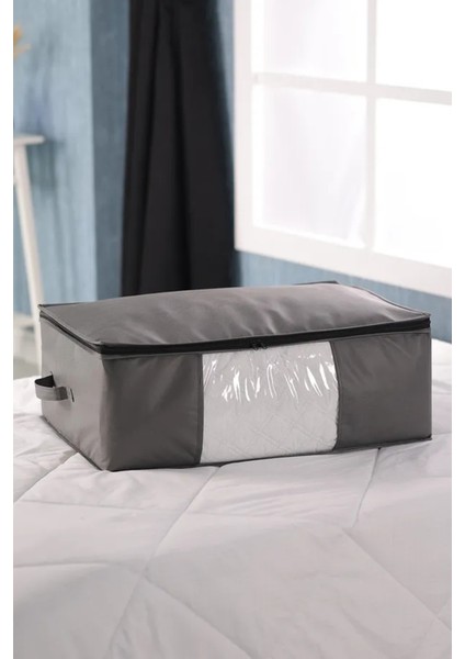 6 Adet Antrasit Gri Pencereli Giysi Hurcu Saklama Çantası 64X45X22