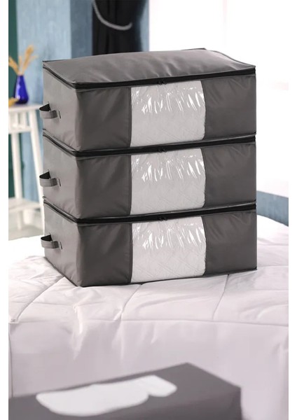 6 Adet Antrasit Gri Pencereli Giysi Hurcu Saklama Çantası 64X45X22 modelleri