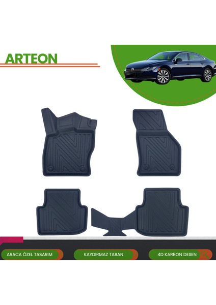 Volkswagen Arteon 2018+ 4d Araca Özel Havuzlu Paspas Takımı (Karbon)