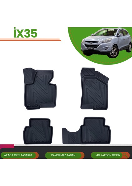 Hyundai İX35 2010-2015 Araca Özel 4d Havuzlu Paspas Takımı (Karbon)