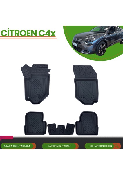Citroen C4X 2023+ Araca Özel 4d Havuzlu Paspas Takımı (Karbon)