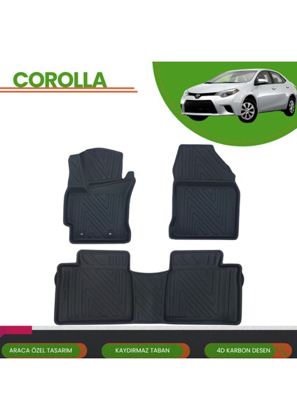 Toyota Corolla 2013-2018 4d Araca Özel Havuzlu Paspas Takımı (Karbon)