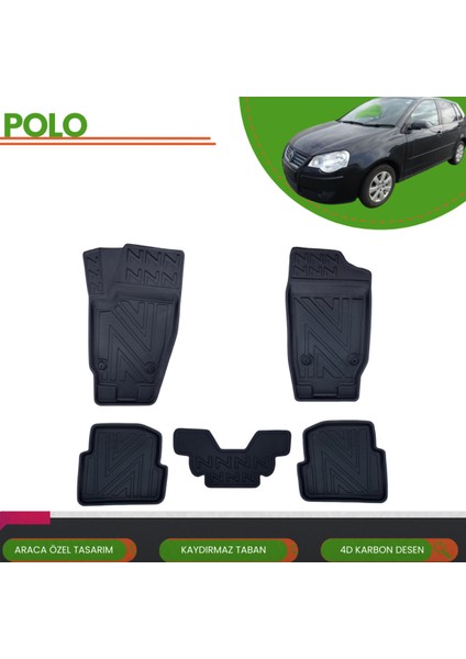 Volkswagen Polo 2002-2008 Araca Özel 4d Havuzlu Paspas Takımı (Karbon)
