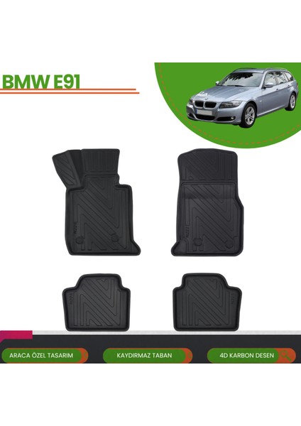 Bmw E91 Touring 4d Araca Özel Havuzlu Paspas Takımı (Karbon)