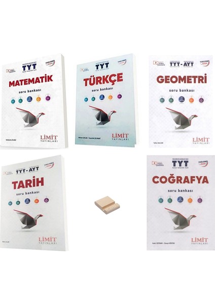 Limit Tyt Matematik Türkçe Geometri Tarih ve Coğrafya Soru Bankası 5li Set + Telefon Standı
