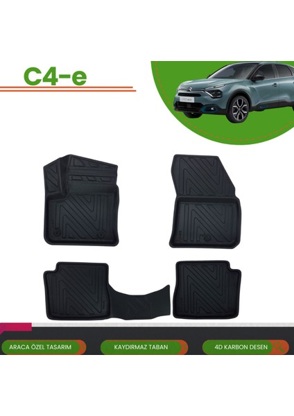 Citoren C4E 2022+ Araca Özel 4d Havuzlu Paspas Takımı (Karbon)