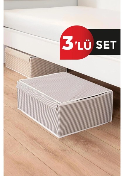 Alas (3 Adet ) Çok Amaçlı Kapaklı Düzenleyici Kutu Baza Hurç 50X40X19 cm