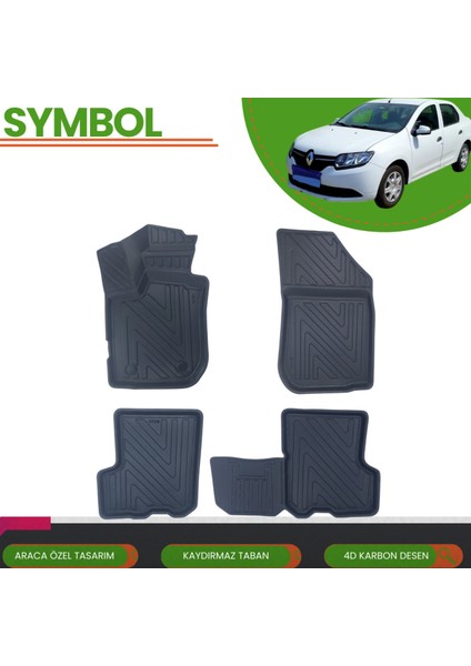 Renault Symbol 2013+ Araca Özel 4d Havuzlu Paspas Takımı (Karbon)