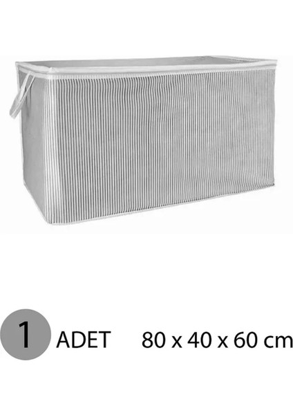 Alas Gri Çizgili Fermuarlı Mega Boy Hurç Yastık-Yorgan-Kıyafet Düzenleyici 80*40*60 cm