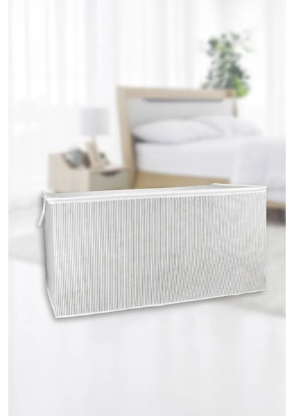 Alas Gri Çizgili Fermuarlı Mega Boy Hurç Yastık-Yorgan-Kıyafet Düzenleyici 80*40*60 cm modelleri