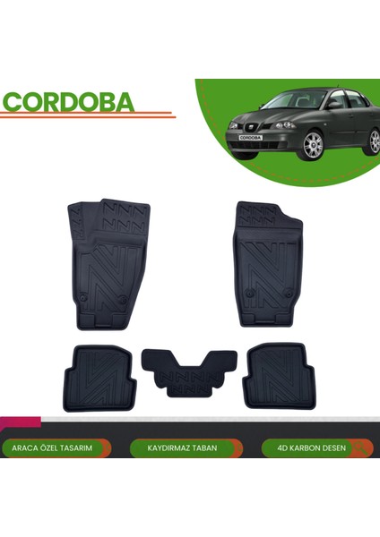 Seat Cordoba 2003-2009 Araca Özel 4d Havuzlu Paspas Takımı (Karbon)