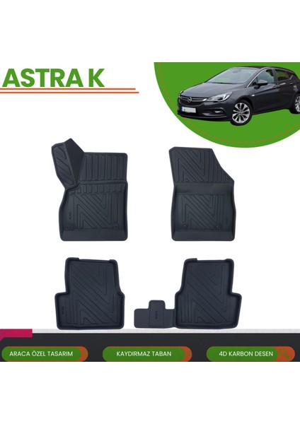Opel Astra "k" Araca Özel 4d Havuzlu Paspas Takımı (Karbon)