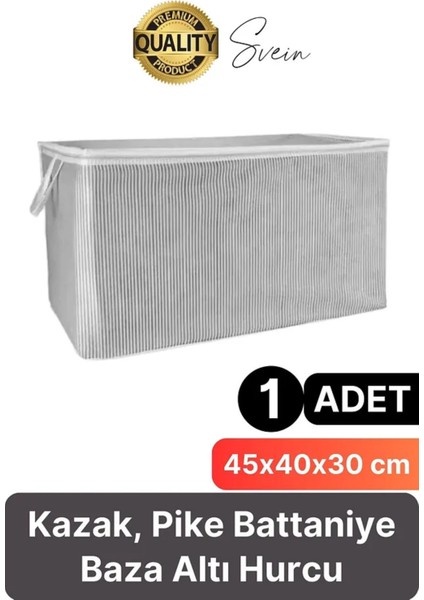 Alas Gri Çizgili Fermuarlı Mini Boy Hurç Yastık-Kazak-Kıyafet Düzenleyici 45*40*30 cm