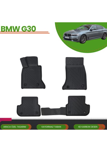 Bmw G30 2016-2023 Araca Özel Üretim 4d Havuzlu Paspas Takımı (Karbon)