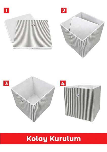 (4 Adet) Alas Raf Organizer Kutu Seti (30*30*30 Cm) Yeni Sezon Nano Teknoloji Su Geçirmez Kumaş Gri modelleri