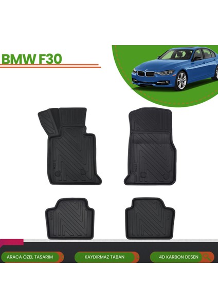 Bmw F30 2012+ 4d Araca Özel Havuzlu Paspas Takımı (Karbon)