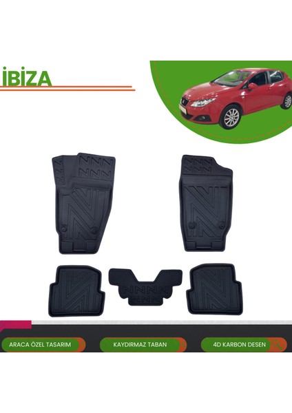 Seat Ibiza 2008-2017 Araca Özel 4d Havuzlu Paspas Takımı (Karbon)