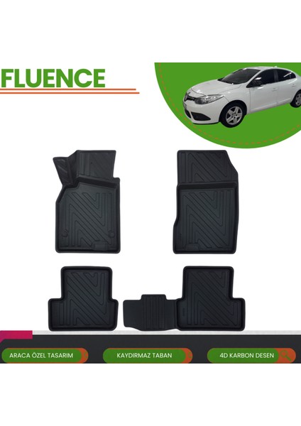 Renault Fluencearaca Özel 4d Havuzlu Paspas Takımı (Karbon)