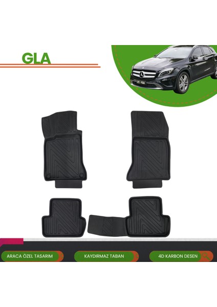 Mercedes Gla 2014-2019 Araca Özel 4d Havuzlu Paspas Takımı (Karbon)