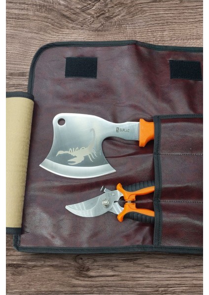 Budama Makası Balta 2'li Set Bağ Makası El Yapımı Kaymaz Sap Isme Özel indirimleri