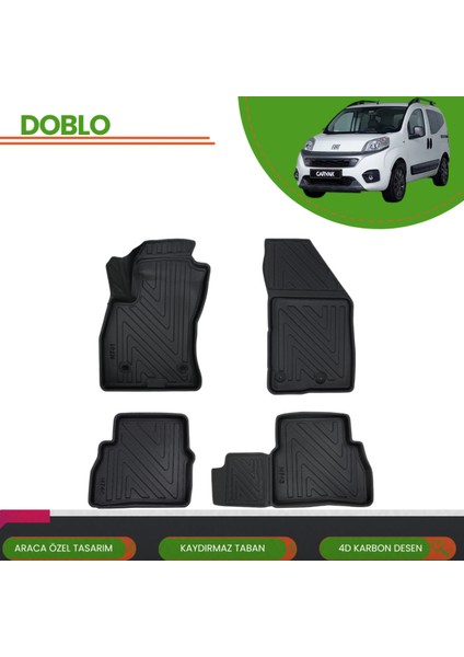 Fiat Doblo 2010-2022 4d Araca Özel Havuzlu Paspas Takımı (Karbon)