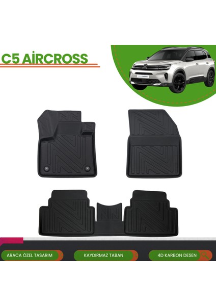 Citroen C5 Aircross 2017+ 4d Araca Özel Havuzlu Paspas Takımı (Karbon)