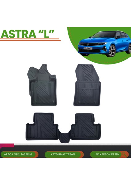 Opel Astra "l" 2022+ Araca Özel 4d Havuzlu Paspas Takımı (Karbon)
