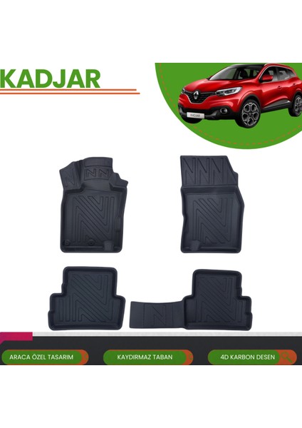Renault Kadjar 2015+ Araca Özel 4d Havuzlu Paspas Takımı (Karbon)