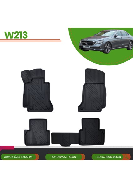 Mercedes E Serisi W213 2017+ Araca Özel 4d Havuzlu Paspas Takımı (Karbon)