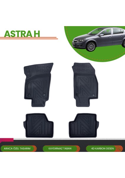 Opel Astra H 2004-2009 Araca Özel 4d Havuzlu Paspas Takımı (Karbon) modelleri