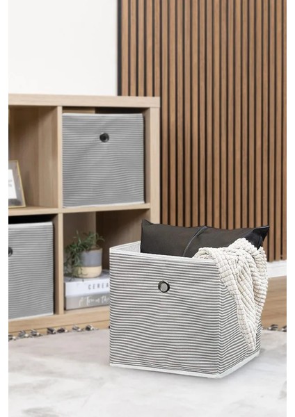 Alas Raf Organizer Kutu Seti (30*30*30 Cm) Yeni Sezon Nano Teknoloji Su Geçirmez Kumaş Gri