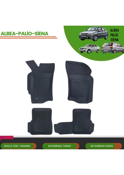 Fiat Albea Palio Sieana 4d Araca Özel Havuzlu Paspas Takımı (Karbon)
