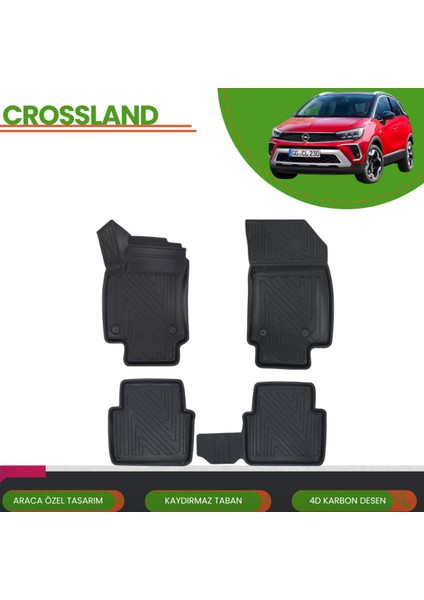 Opel Crossland 2017+ 4d Araca Özel Havuzlu Paspas Takımı (Karbon)