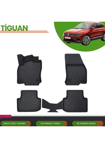 Volkswagen Tiguan 2016-2023 Araca Özel Üretim 4d Havuzlu Paspas Takımı (Karbon)
