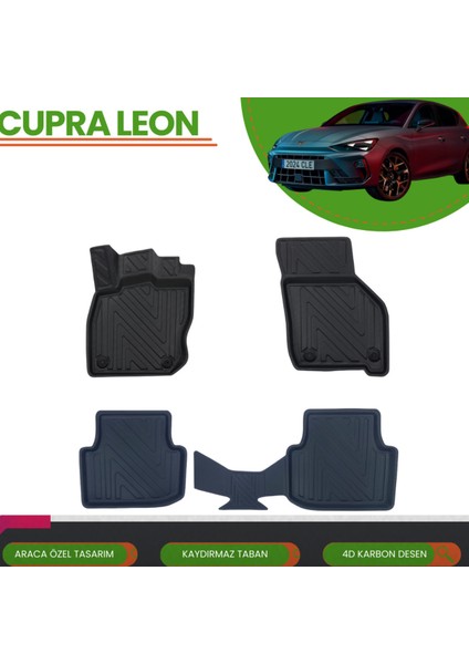 Cupra Leon 2023+ Araca Özel 4d Havuzlu Paspas Takımı (Karbon)