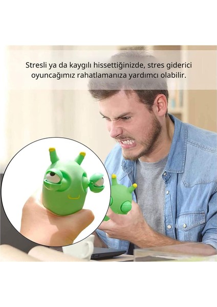 Caterpıllar Göz Fırlatan Anti-Stres Oyuncağı (Tek Parça, Tek Renk) | Sıkınca Gözleri Çıkan, Yumuşak Tpr/silikon, Elde Taşınabilir Sıkma Oyuncağı, Stres Giderici & Duyusal Fidget