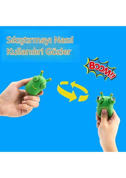 Caterpıllar Göz Fırlatan Anti-Stres Oyuncağı (Tek Parça, Tek Renk) | Sıkınca Gözleri Çıkan, Yumuşak Tpr/silikon, Elde Taşınabilir Sıkma Oyuncağı, Stres Giderici & Duyusal Fidget