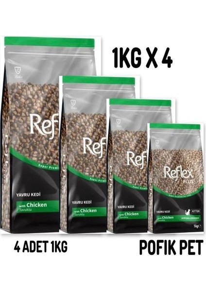 Plus Tavuklu Yavru Kedi Maması 4X1KG 4 Lü Fırsat Paketi (4 Kilo)