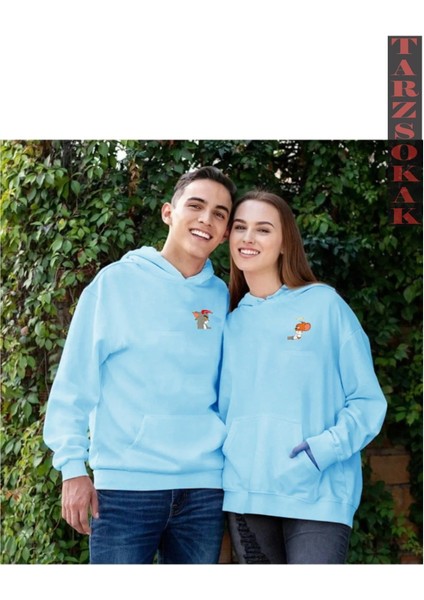 Tom ve Jerry Tasarımlı Sevgili Çift Kombin Kapüşonlu Sweatshirt 2'li