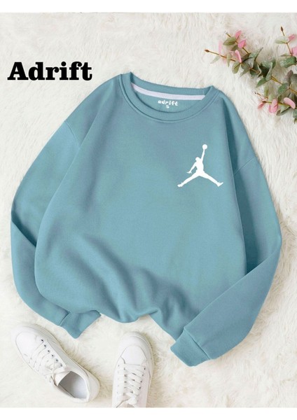 Unisex Basket Baskılı Bisiklet Yaka Sweatshirt