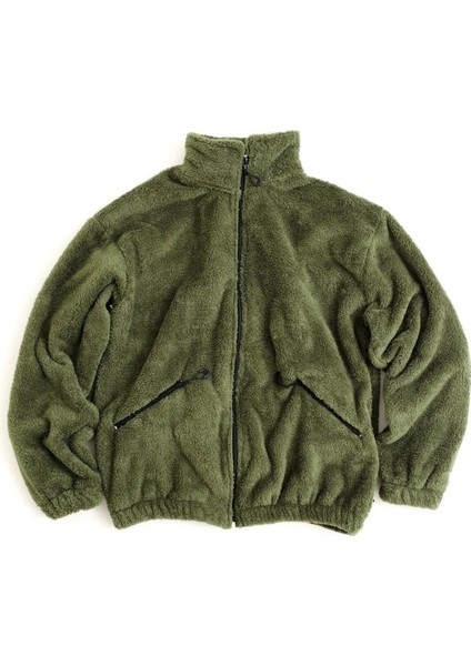 Erkek Pelüş Ceket Kalın Oversize Fermuarlı
