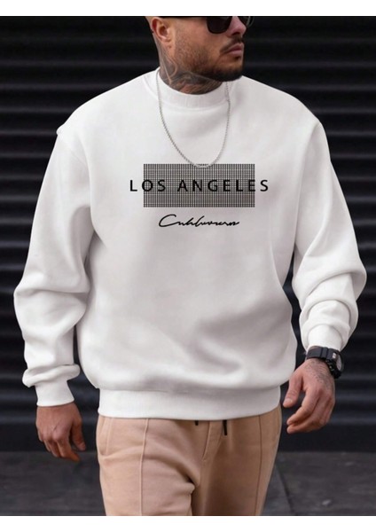 Unisex Kadın/erkek Detaylı Los Angeles Özel Baskılı Renkli Oversize Bisiklet Yaka Pamuklu Sweatshirt fiyatları