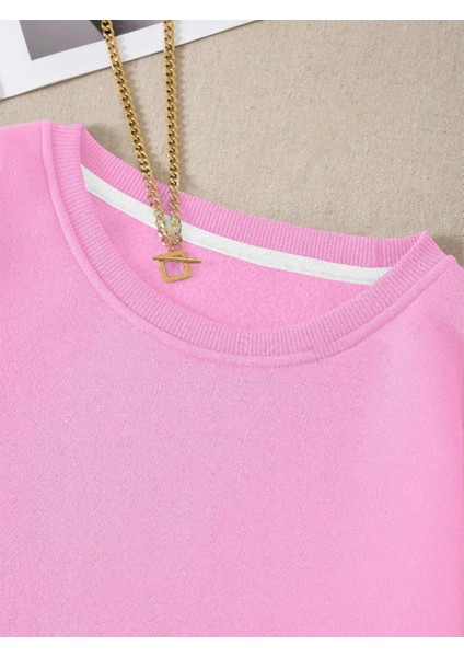 Unisex Kadın/erkek Never Renkli Oversize Bisiklet Yaka Pamuklu Sweatshirt